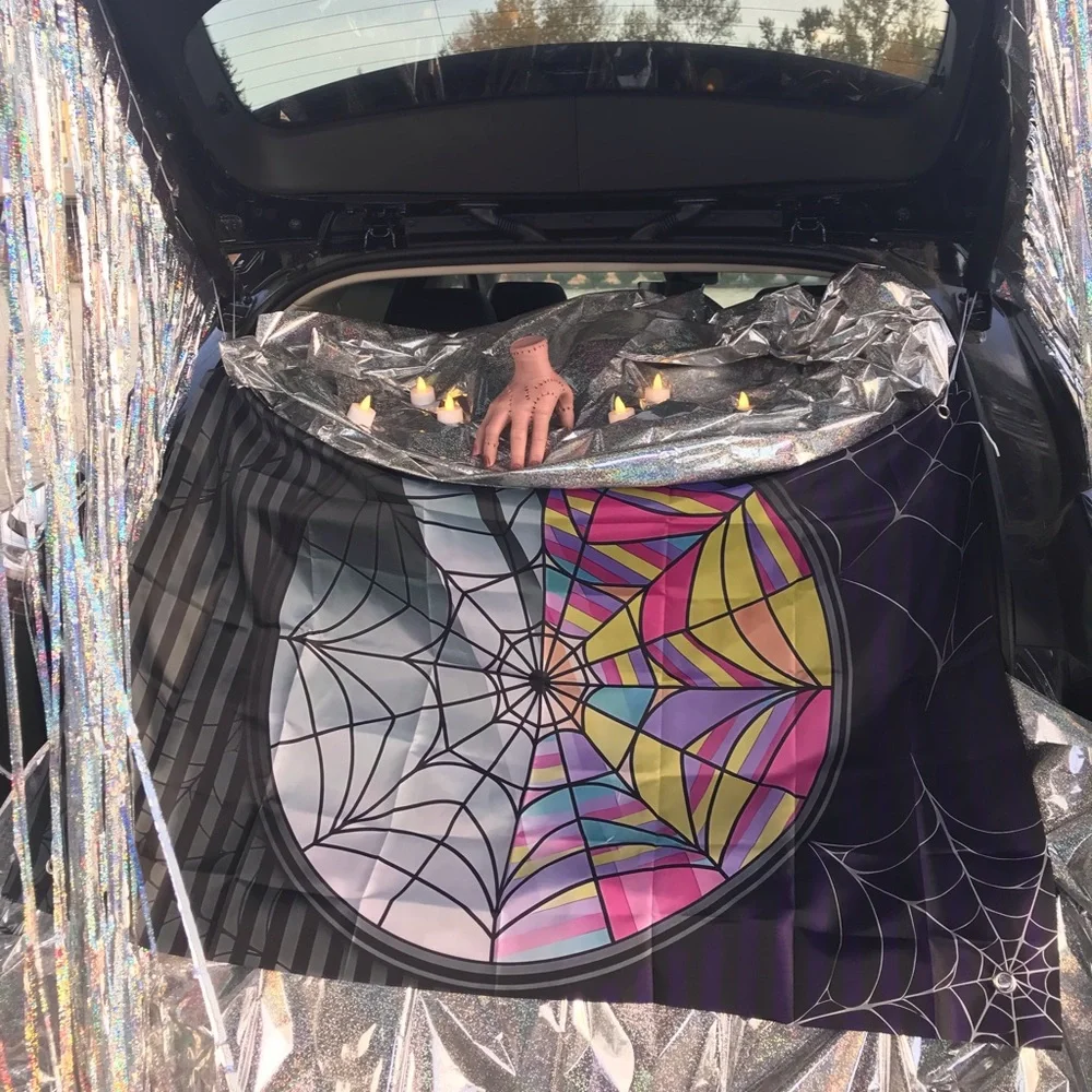 Wednesday Addams Flag/Backdrop and “Thing” Set (VERY gently used) - Picture 4 of 9